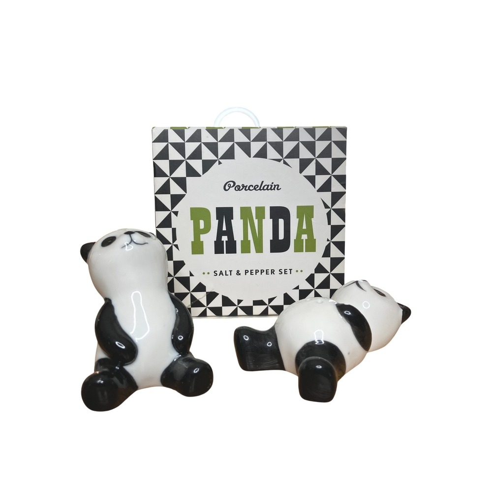 Streamline Imagined Porcelain Panda Bear Salt And Pepper Shaker Set‎ NIB